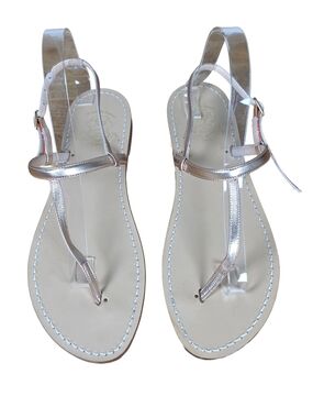 Handmade Il Sandalo Caprese Italian Leather Sandals Rose Gold Metallic Size 41